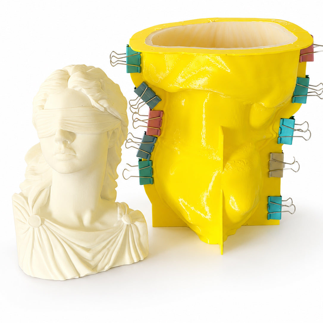 30 cm Lady Justice bust with silicone mold and rigid support shell