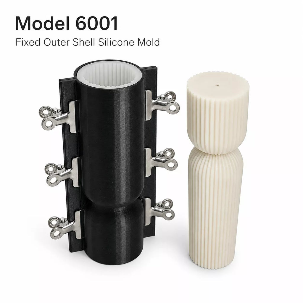 22.5CM Tall Ribbed Pillar Candle Silicone Mold with Fixed Outer Shell – Deformation Resistant