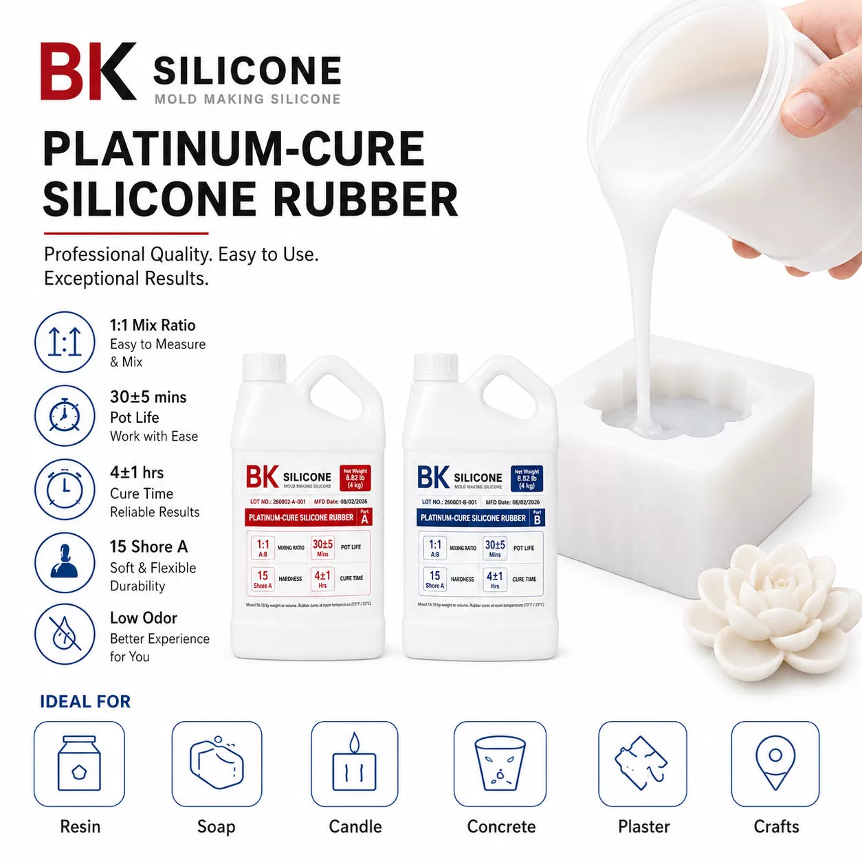 BK-A15 Platinum-Cure Silicone Rubber – Shore A15