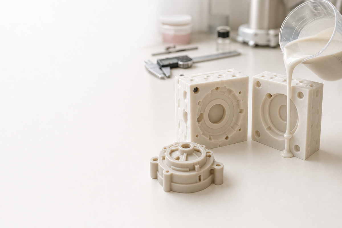 Concept view of silicone mold development in a clean laboratory setting
